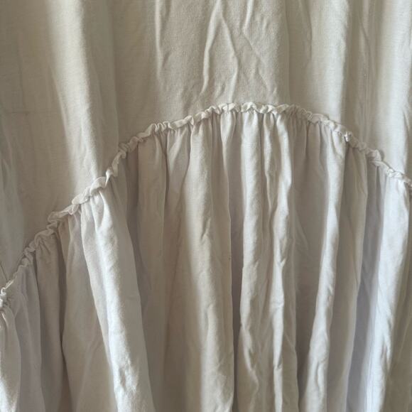 Tasamo Top Women's Small White Babydoll Ruffle Crewneck Long Sleeve Peplum - Picture 4 of 7